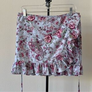 Blue Skys Y2K Adjustable Floral Wrap Skirt Size Small